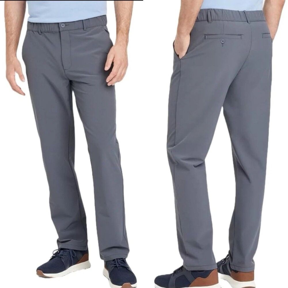 Goodfellow & Co Mens XL Tech Trousers Relaxed Travel Pants Stretch Gray Straight